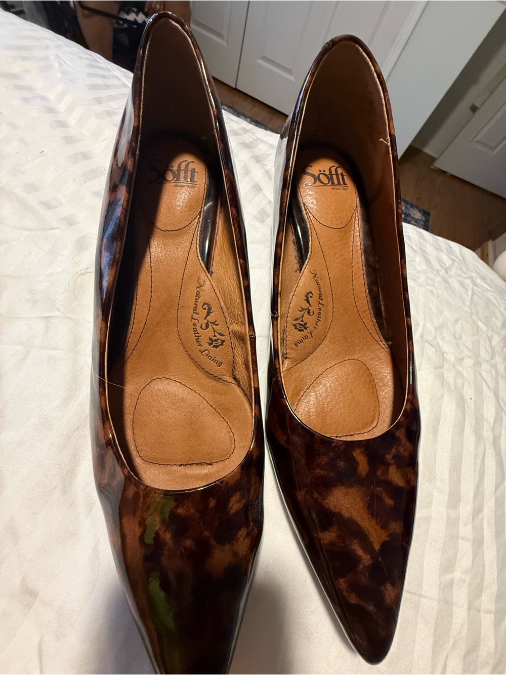 Sofft Tortoiseshell Patent Pointed-Toe Pumps